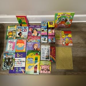 Kids coloring books, reading books, supply lot